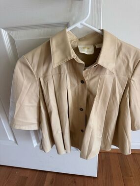 Maeve Anthropologie leather blouse